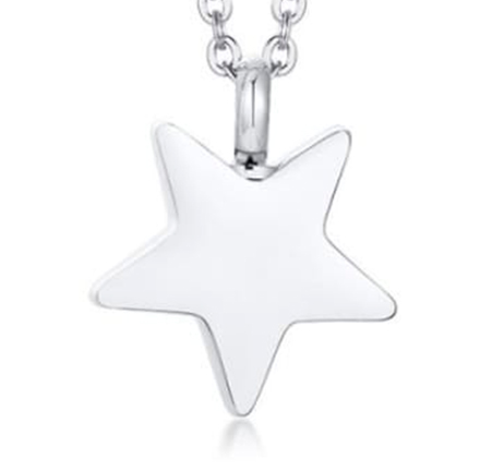 Collar conmemorativo de acero inoxidable plateado con colgante en forma estrella. Collar conmemorativo urna estrella