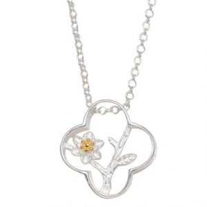 collar gargantilla en plata con girasol en el centro