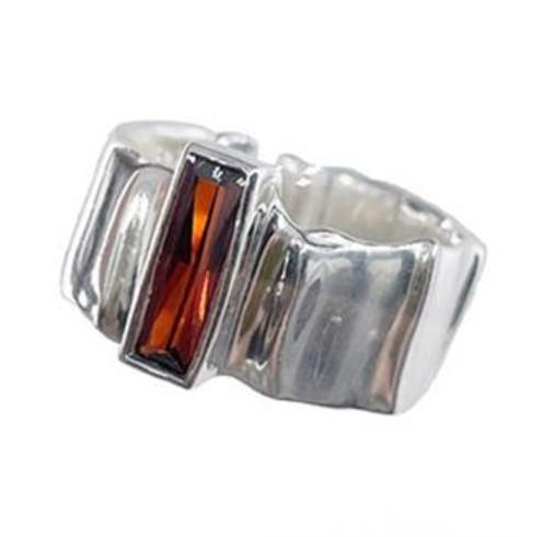 Anillo regulable acero plateado forma irregular