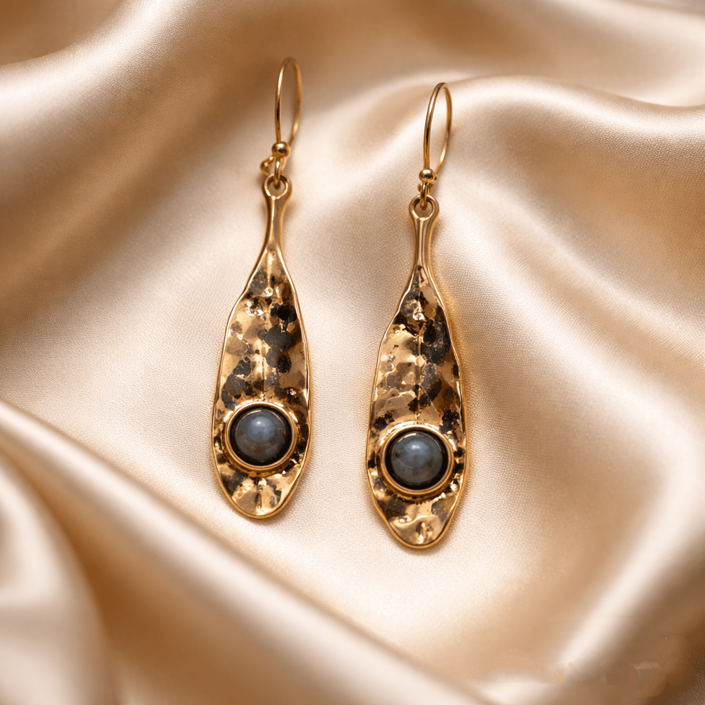 pendientes acero dorado con labradorita pendientes acero dorado con labradorita