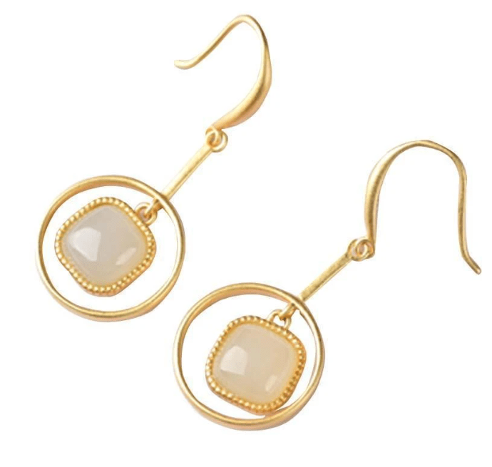 Pendientes dorados cuarzo rosa Pendientes dorados cuarzo rosa