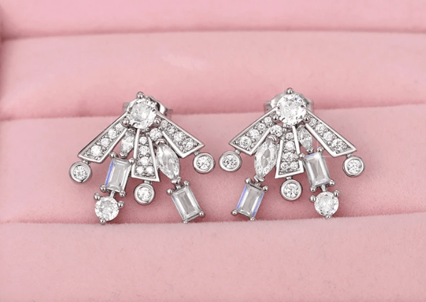 Pendientes acero circonitas cierre tuerca