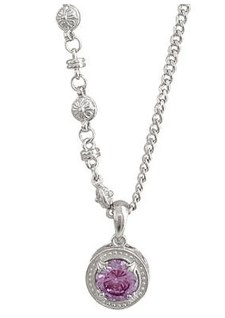 gargantilla en acero plateado con circonita amatista