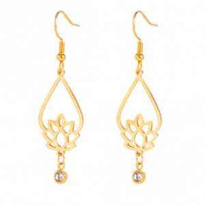 Pendientes flor de loto en acero dorado
