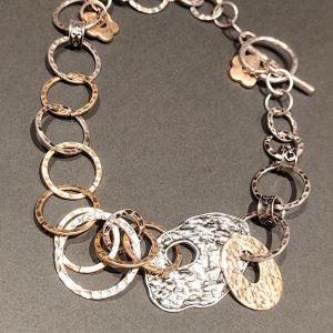 Collar acero eslabones grandes en dorado y plateado