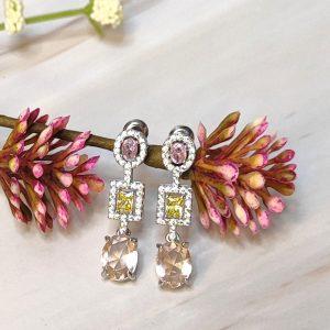 pendientes en plata con circonitas varios colores
