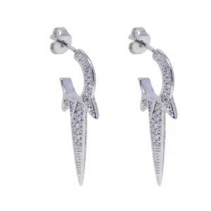 pendientes en acero plateado con circonitas cristal blanco