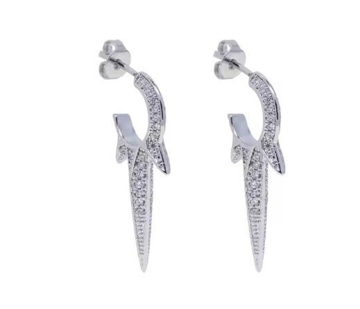 pendientes en acero plateado con circonitas cristal blanco