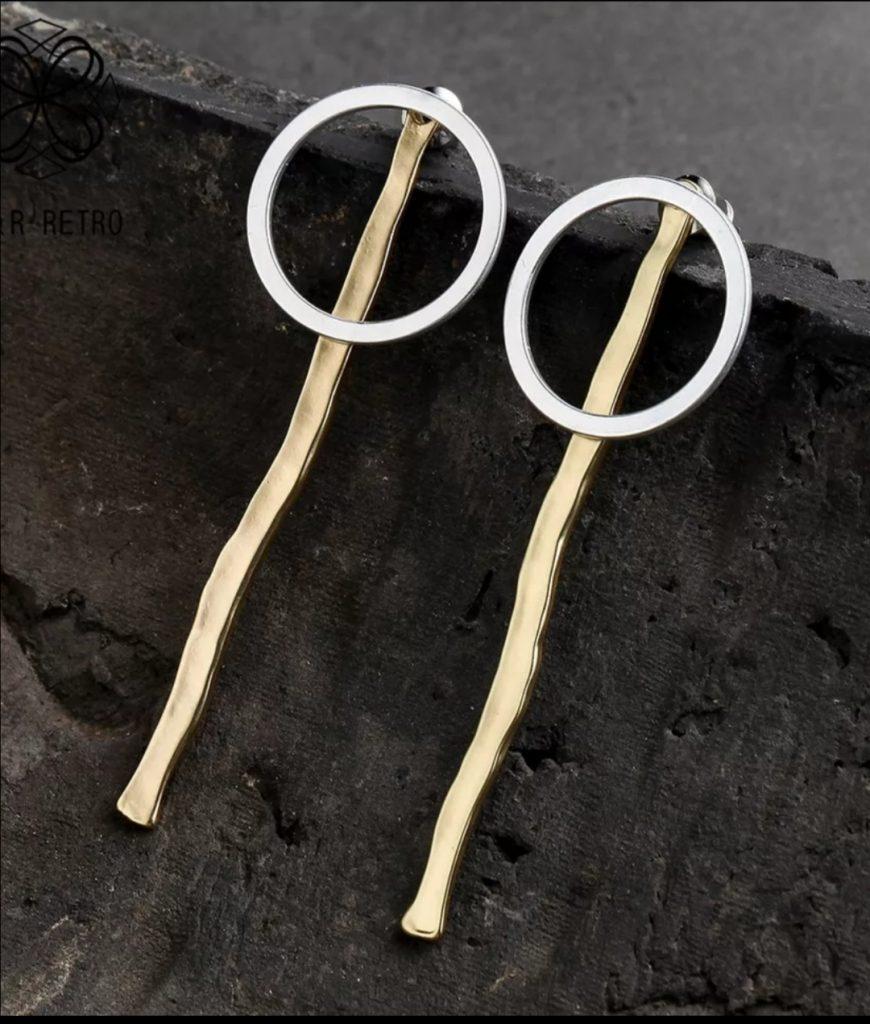 Pendientes desmontables en acero dorado y circular