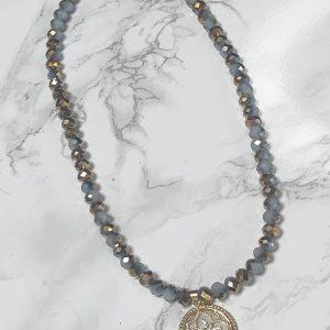 collar acero dorado con cristal irisado