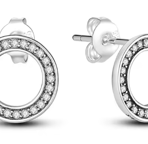 Pendientes pequeños redondo en plata con circonitas