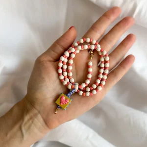 collar cerámica rosa cristal corazón