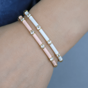 pulsera rígida acero dorado con circonitas