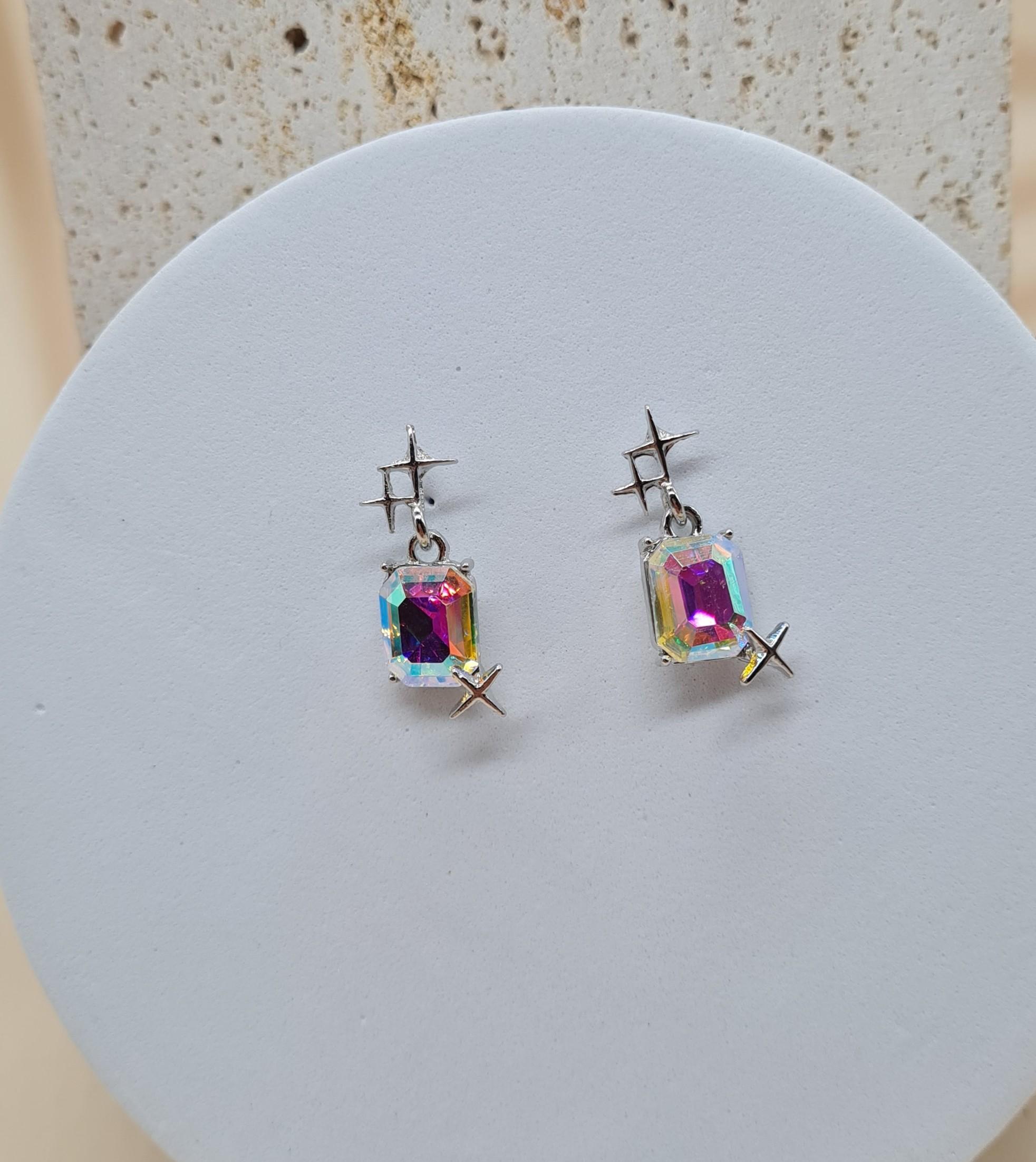 Pendientes acero plateado estrellas
