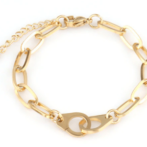 pulsera acero dorado con cadena eslabones