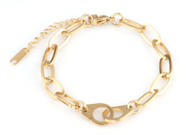 pulsera acero dorado con cadena eslabones pulsera acero dorado con cadena eslabones