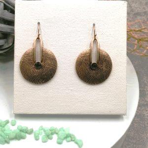 pendientes largos redondos en acero color bronce